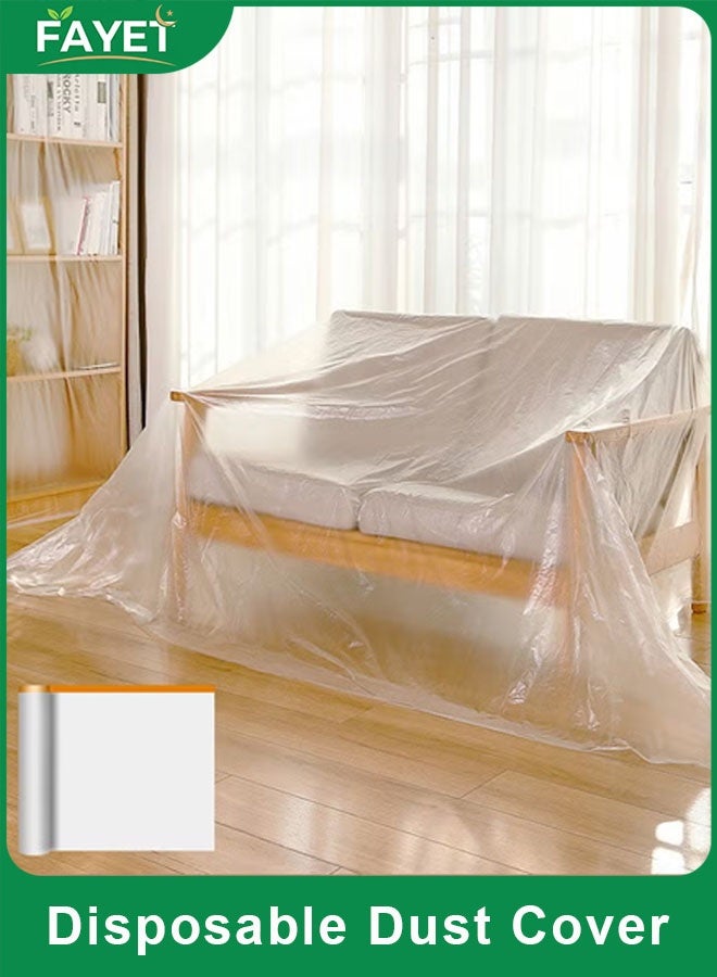 FAYET Pre-Taped Masking Film Plastic Sheeting (2m x 20m Roll), Tear-Resistant Static-Cling Paint Protection Cover for Automotive, Furniture, Cabinets, Floors, Carpet and Dust Protection - Image 1